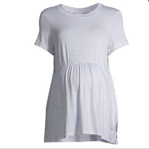 Time And Tru Blue & White Striped Maternity Babydoll Top Size XL  16-18 New NWT